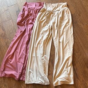UEU Pink and Cream Wide-Leg Pants set of two
